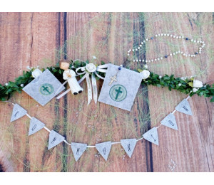 Stickserie ITH -  Wimpelchen Kommunion plus Kreuz